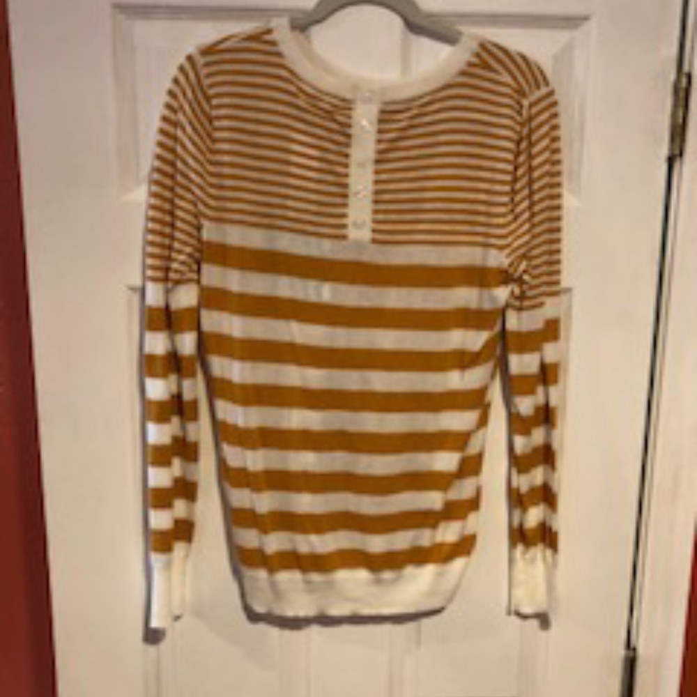 Yellow and white striped sweater